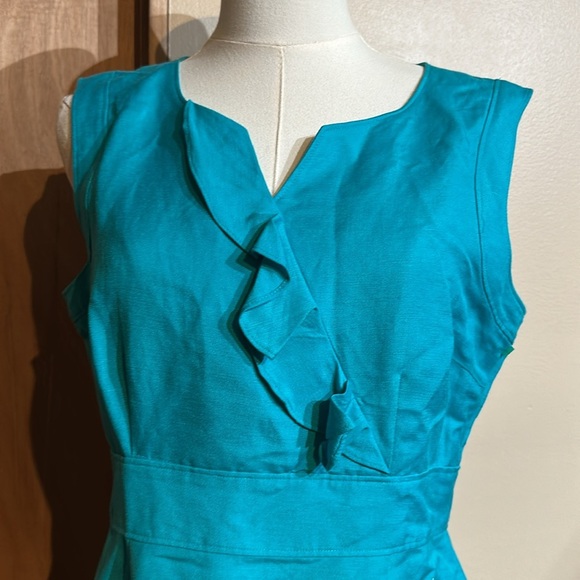Tahari ASL Vibrant Teal Ruffle Mini Dress - Picture 2 of 4
